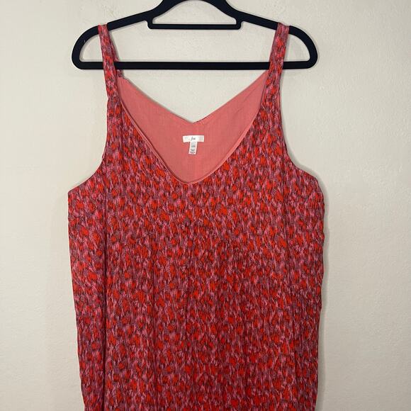 Joie Bondi Tiered Sleeveless V-Neck Maxi Dress Tea Rose Red Women’s - Size L - Picture 5 of 8